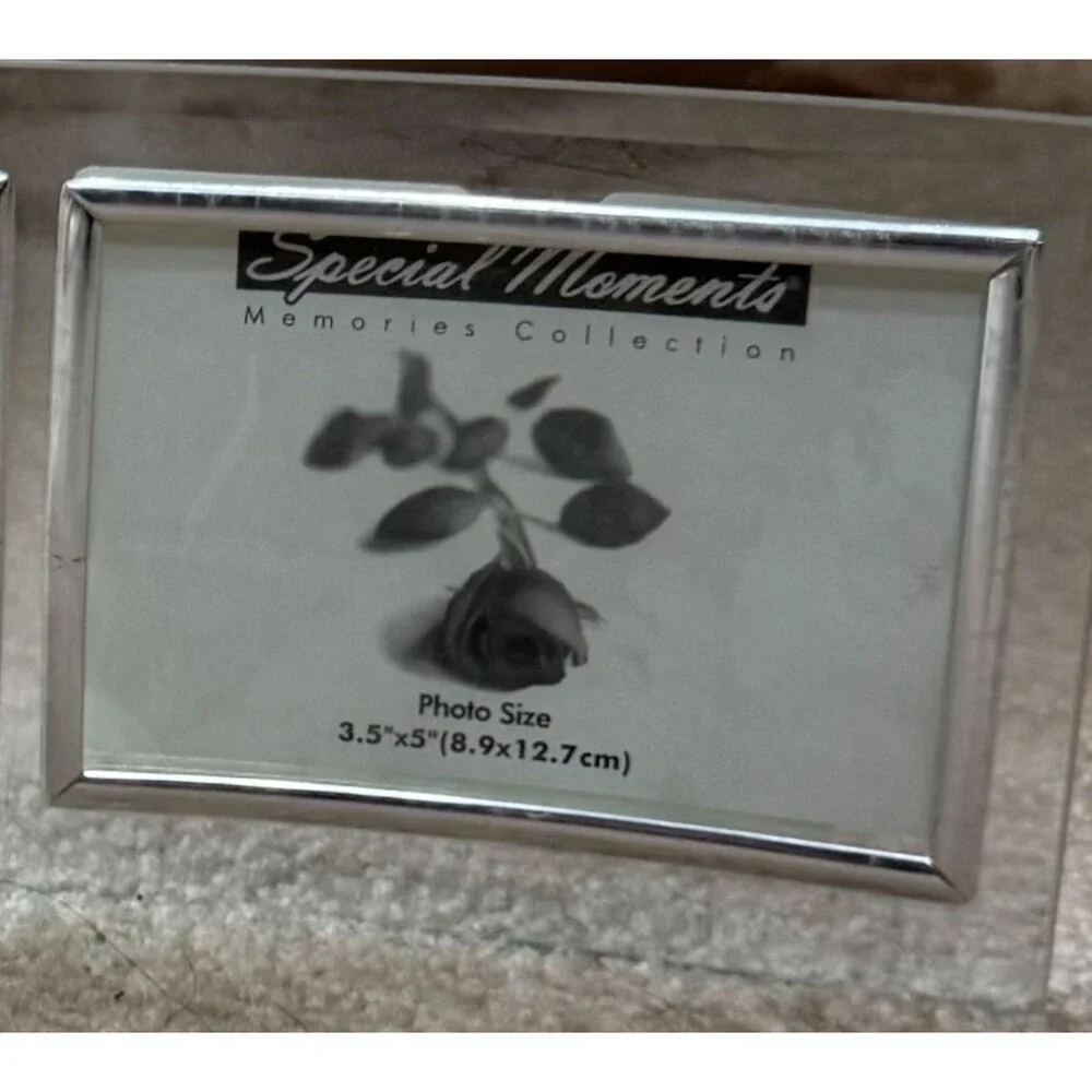 Curved Glass Triple Picture Photo Frame 3.5 x5 Beveled Modern Desk Mantel Decor